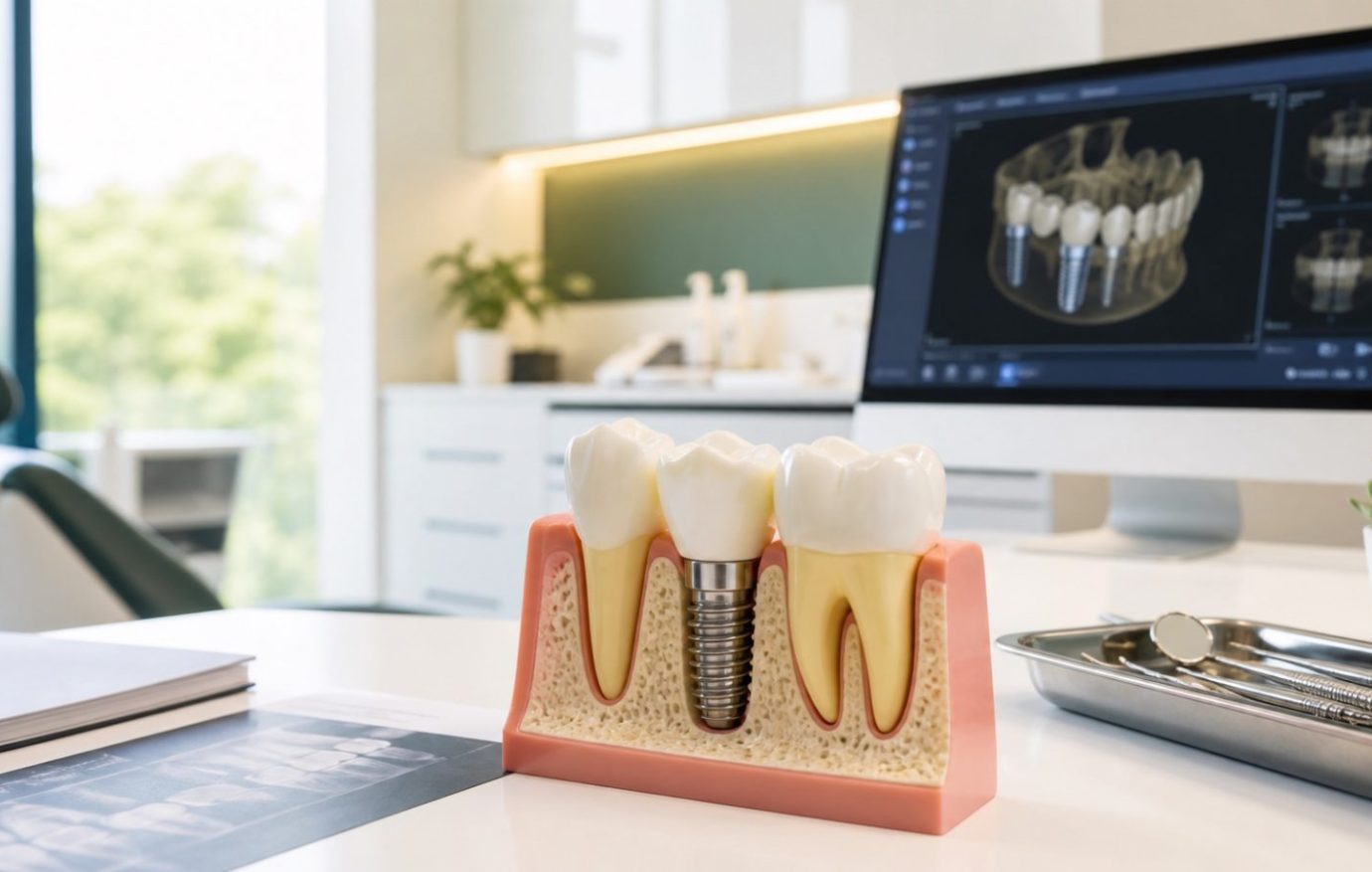 Duración de un implante dental Modelo de implante dental y planificación digital en una clínica dental