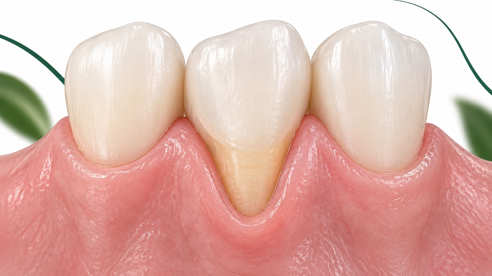 Ilustración de retracción de encías con exposición de la raíz dental